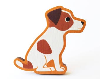 Jack Russell Terrier Wooden Brooch Pin