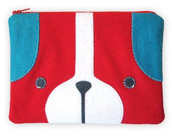 Puppy Dog Zipper Pouch in Red