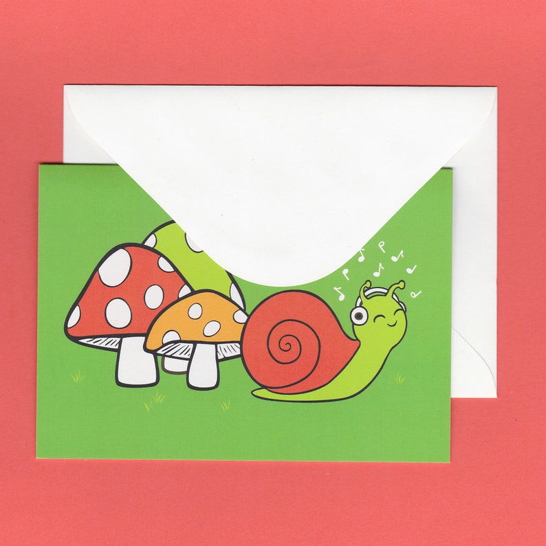 CHOOSE ONE: Assorted All Occasion Animal Individual Blank Greeting Note Card or Choose 8 Card Set 1 Snail Jams