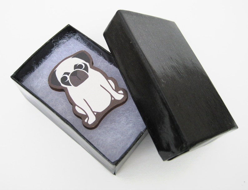 Pug Wooden Brooch Pin image 4