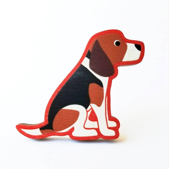 Beagle Wooden Brooch Pin