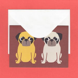 CHOOSE ONE: Assorted All Occasion Animal Individual Blank Greeting Note Card or Choose 8 Card Set 1 Pug Buddies