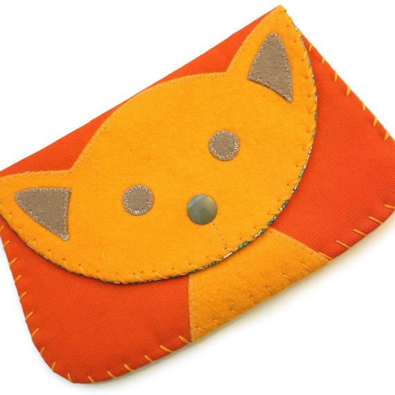 Large Orange Cat Snap Wallet Purse
