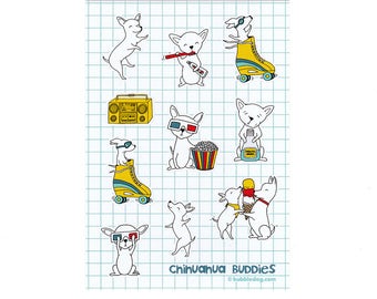 Chihuahua Buddies Vinyl Stickers Sheet