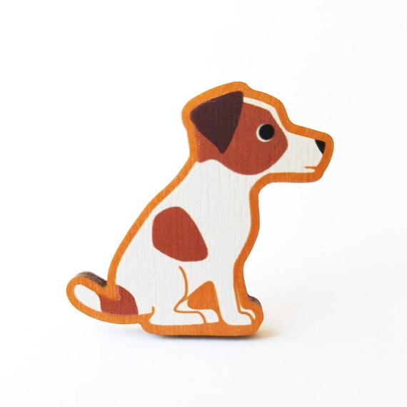 Jack Russell Terrier Wooden Brooch Pin