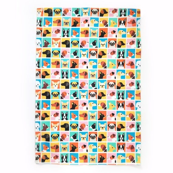 Dog Portraits Linen Cotton Tea Towel