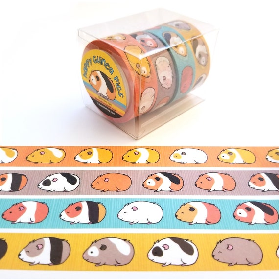 Happy Guinea Pigs Decorative Washi Tape Four Roll Set