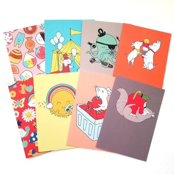 CHOOSE ONE: Assorted All Occasion Happy Animals Individual Blank Greeting Note Card or Choose 8 Card Set