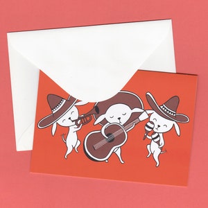 CHOOSE ONE: Assorted All Occasion Animal Individual Blank Greeting Note Card or Choose 8 Card Set 1 Chihuahua Mariachi