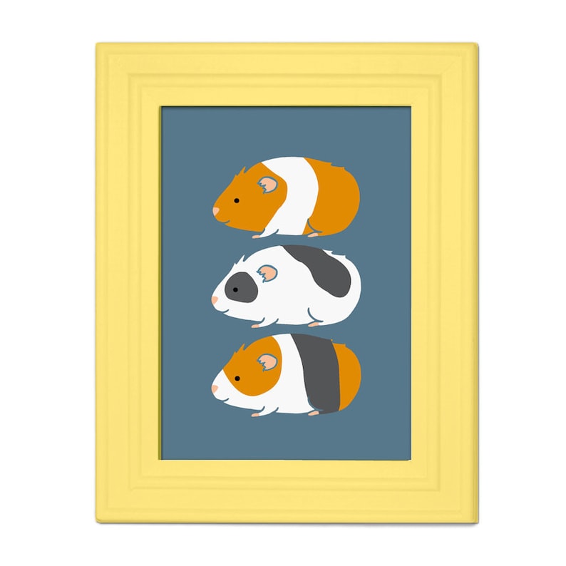 Guinea Pig Trio 5 by 7 Print with Matte Bild 5