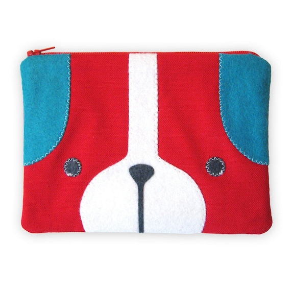 Puppy Dog Zipper Pouch in Red