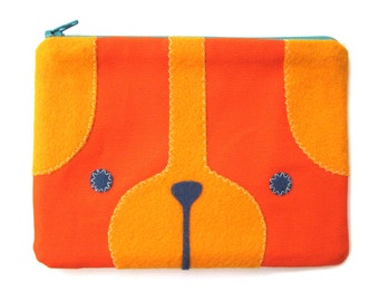 Puppy Dog Zipper Pouch in Orange