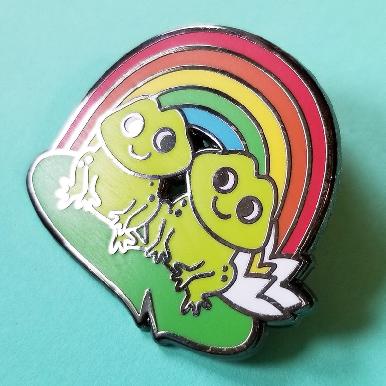 Rainbow Froggy Friends Hard Enamel Frog Lapel Pin image 2