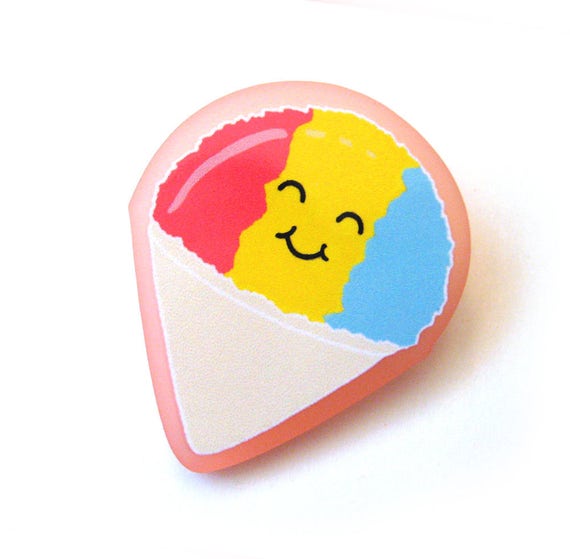 Happy Rainbow Snow Cone Acrylic Brooch Pin