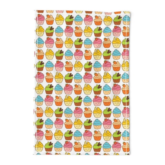 Happy Cupcakes Linen Cotton Tea Towel