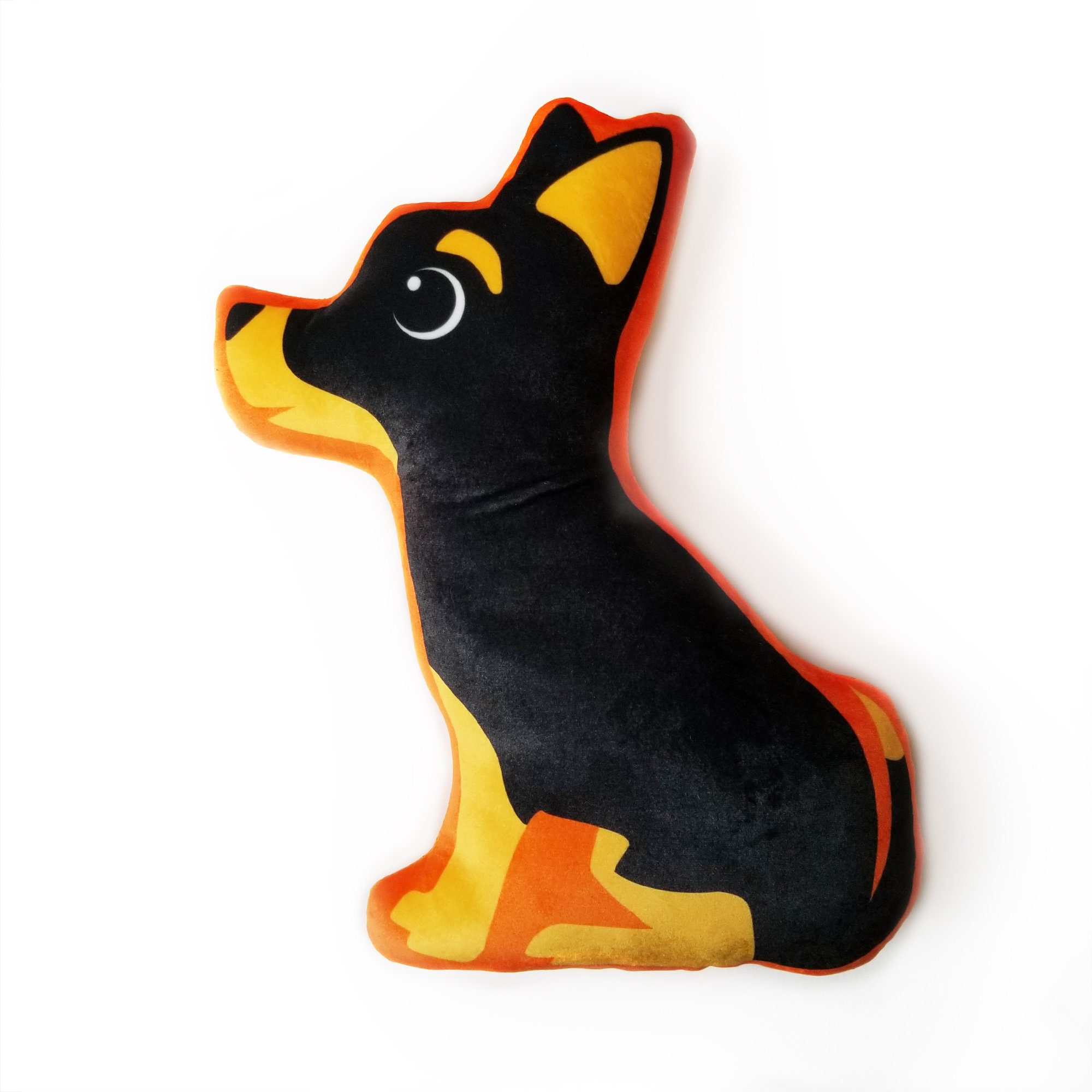 Large Sitting Black & Tan CHIHUAHUA Plush Pillow