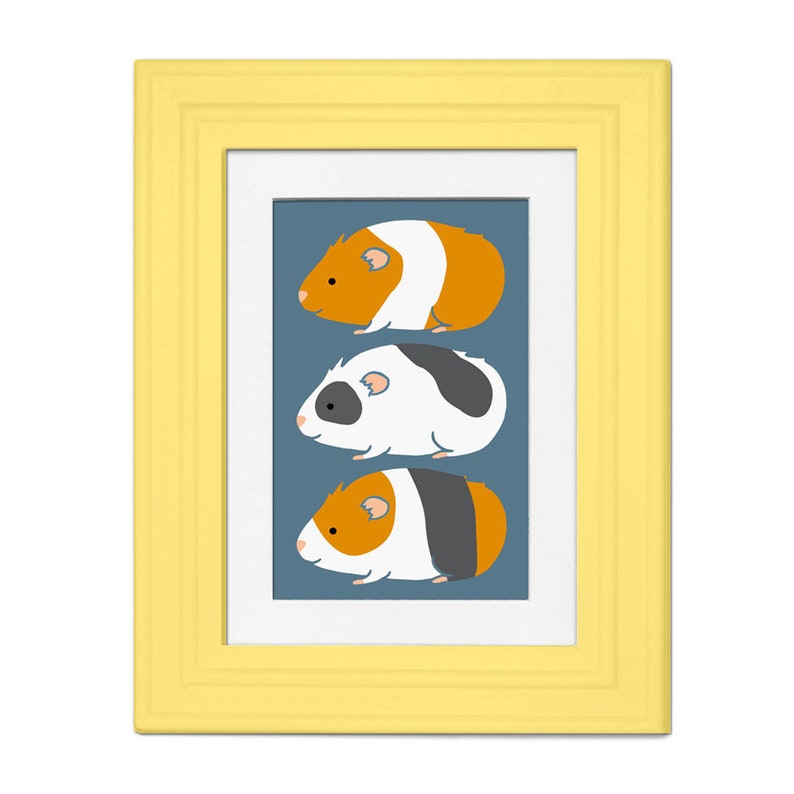 Guinea Pig Trio 5 by 7 Print with Matte Bild 4