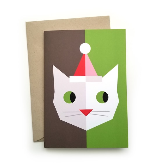 Santa Cat Set of Six Christmas Cards and Envelopes