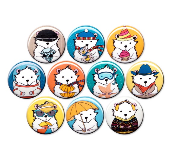 A Hamster For All Occasions Pin Set of 10 One Inch Pinback Buttons