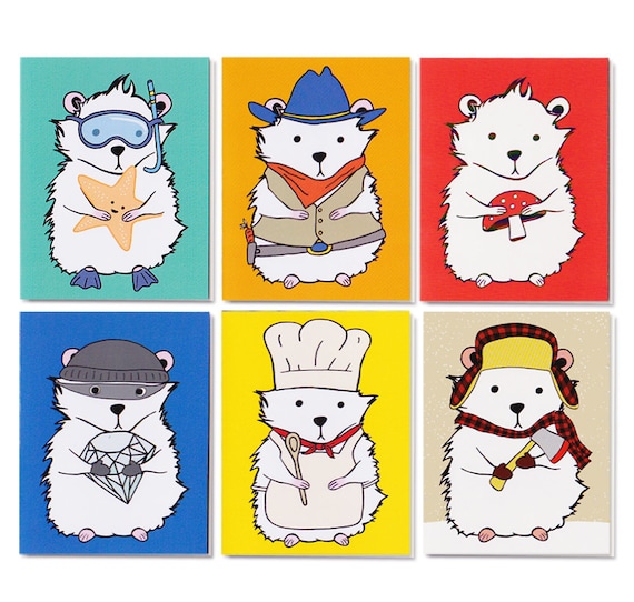 Hamster Notecards Set of Six Blank Cards