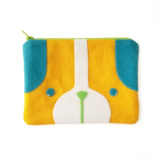 Puppy Dog Zipper Pouch in Yellow