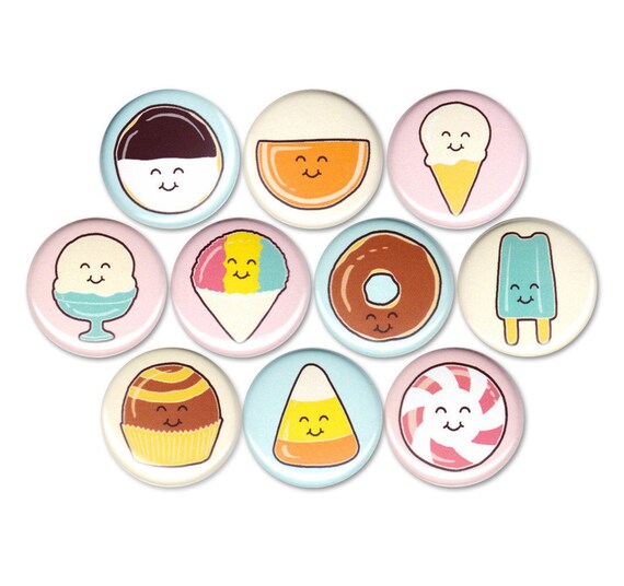 Happy Sweets Pin Set of 10 One Inch Pinback Buttons