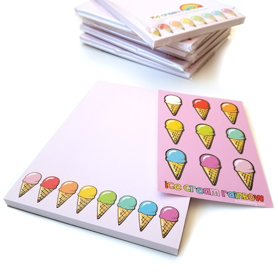 Ice Cream Rainbow 50 Sheet Notepad & Coordinating Stickers