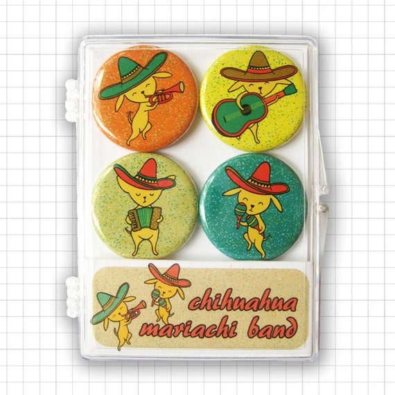 Chihuahua Mariachi Band Magnet Set