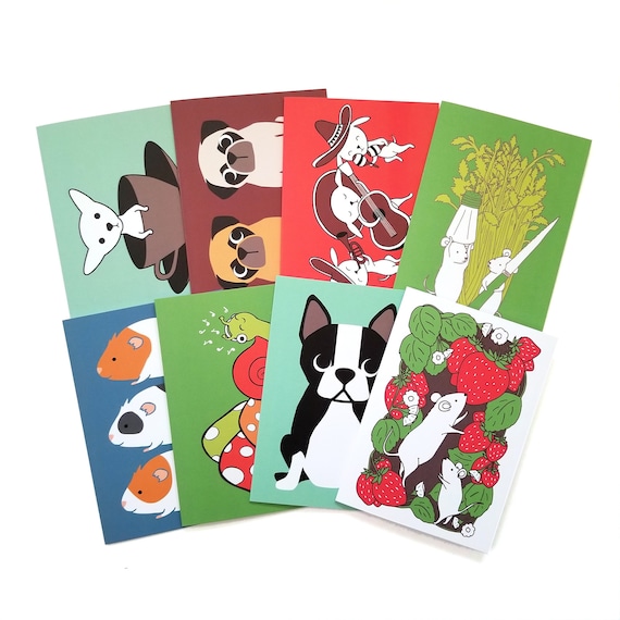 CHOOSE ONE: Assorted All Occasion Animal Individual Blank Greeting Note Card or Choose 8 Card Set