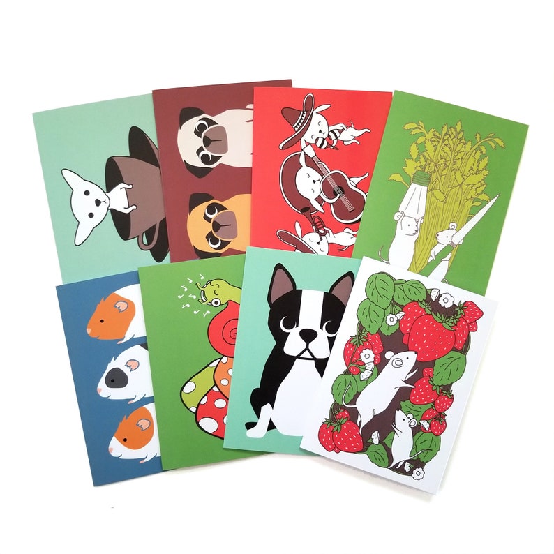 CHOOSE ONE: Assorted All Occasion Animal Individual Blank Greeting Note Card or Choose 8 Card Set image 1