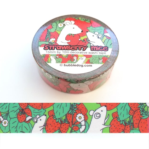 Strawberry Mice Decorative Washi Tape Roll