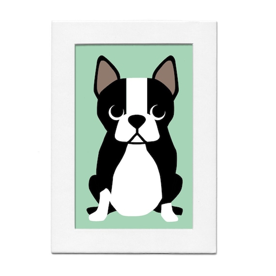 Boston Terrier 5 by 7 Print with Matte