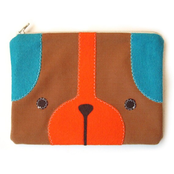 Puppy Dog Zipper Pouch in Golden Brown