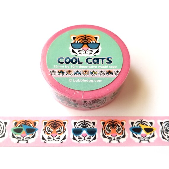 Cool Cats Tigers in Retro Sunglasses Decorative Washi Tape Roll