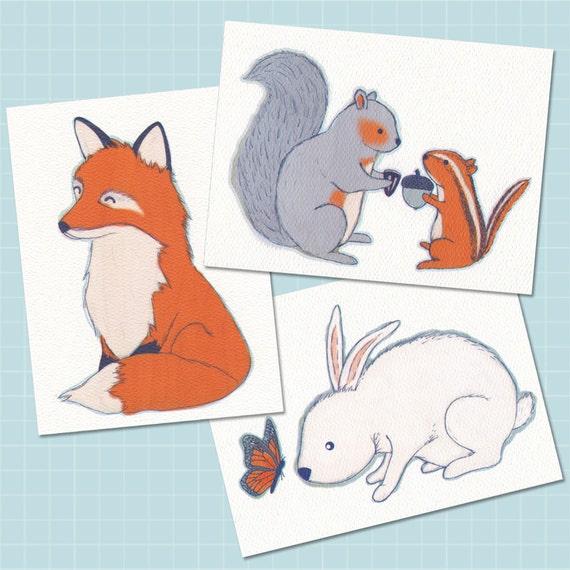 Woodland Animals Flat Note Card Set