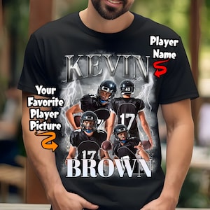 Customizable American Football Retro Unisex Shirt, NFL Personalized Photo Football Player Shirt, Vintage Football Tee,Custom Shirt with Face
