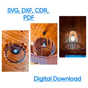 Laser Cut Wooden Chandelier | Pendant Lighting | Modern Wooden Chandelier Hanging Lamp | Cdr, Dxf, Svg, Pdf | Digital Download