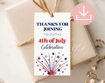 4th of July Gift Tag, Fourth of July Tag, Patriotic Party Favors, Fourth of July Printables, 4th of July Decorations, Party Thank You Labels