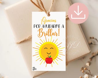 Spanish Thank You Tags, Teacher Appreciation Gift Tag Spanish, Printable Teacher Appreciation Week, End of School Tag, Spanish Teacher Gifts