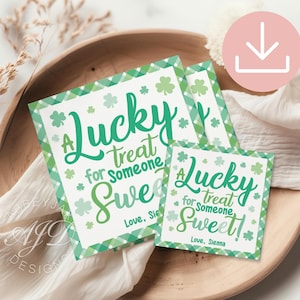 St. Patricks Day Cookie Tags, St. Patrick's Day Printable Tags, A Treat for Someone Sweet, St. Patrick's Day Gift Tag, Shamrock Party Favor