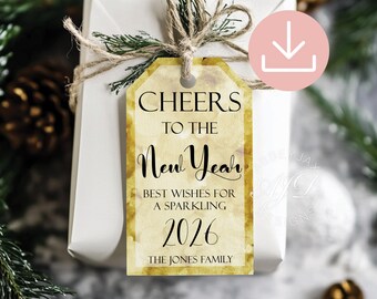 New Years Eve Tags, Cheers to 2026, Happy New Year Gift Tag Printable, Cheers to the New Year, Happy New Year Label, New Years Party Favor