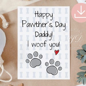Hund Papa Vatertagskarte, Pawther's Day, Hund Papa Karte, Vatertagskarte druckbar, Vatertagskarte vom Hund, ich woof Sie Karte, Hundevater