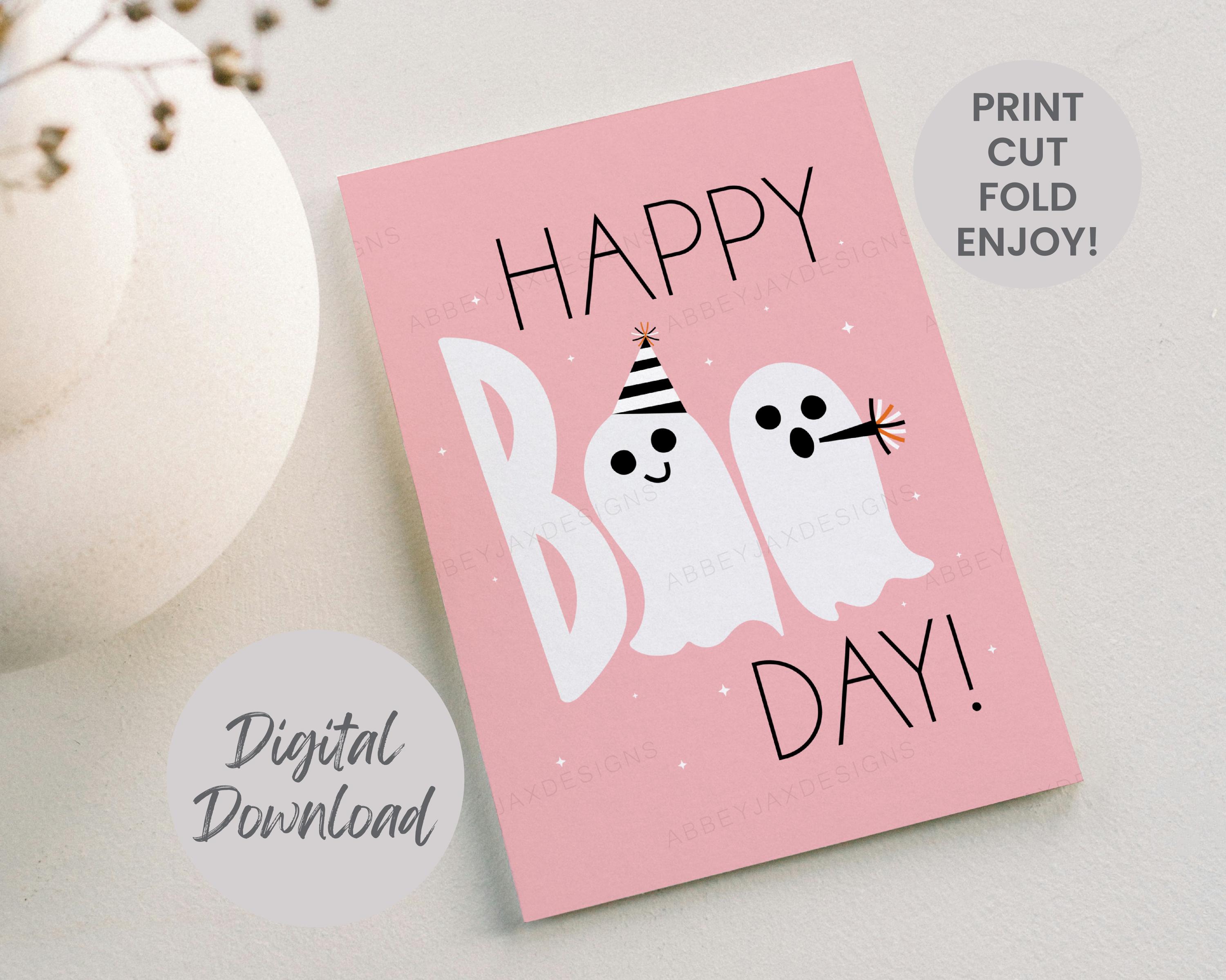 Halloween Birthday Card Printable, Pinkoween, October Birthday Gift ...