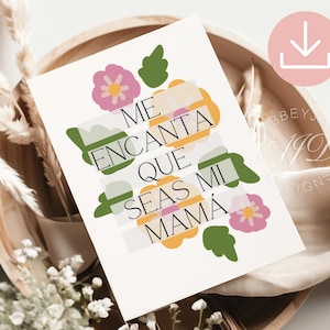 Spanish Mother&#39;s Day Card, Printable Mother&#39;s Day Card, Spanish Birthday Card, Feliz Dia De Las Madres Card, Tarjeta Para Mama, Floral Card
