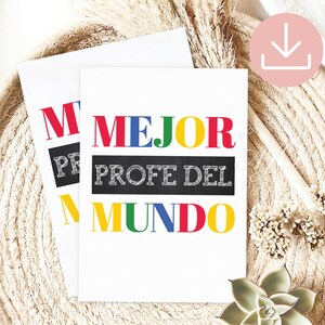 Spanish Best Teacher Card Printable, Mejor Profe Del Mundo, Teacher Appreciation Week Greeting Cards, Spanish Teacher Gifts, Thank You Card