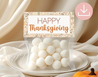 Adornos para bolsas de dulces de Acción de Gracias, Adornos para galletas de otoño, Adorno para dulces de otoño, Regalo para guardar dulces de Acción de Gracias, Adorno para bolsas de galletas de otoño, Imprimible
