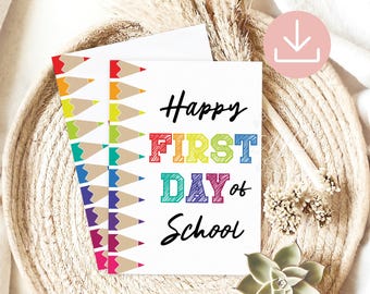 Happy First Day of School Card, Welcome Back to School Card, New School Year Cards, Printable Teacher Card, 1st Day of School Gift Students