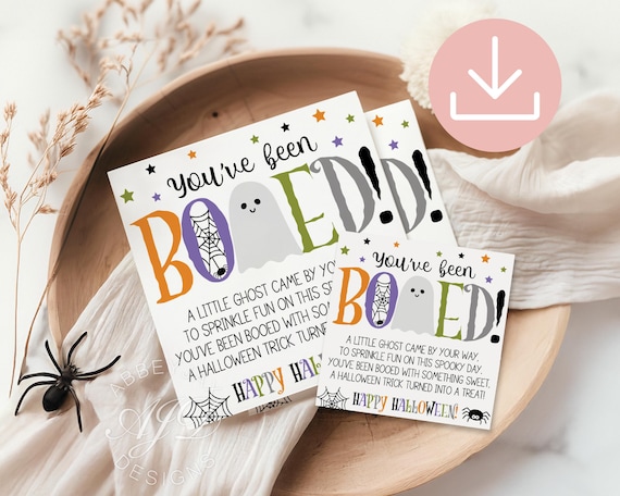 You've Been Booed Gift Tags, Halloween Cookie Tags Printables, Youve Been Boo'd Tags, Trick or Treat Favor Tags, Halloween Goodie Bag Tags