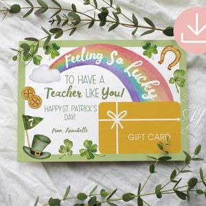St. Patricks Day Gift Card Holder, Printable Teacher Gift Card Holder, St. Patrick&#39;s Day Teacher Gift, Gift for Teacher From Students