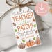 Best Teacher in the Patch Fall Tag, Fall Gift Tags for Class, Printable ...